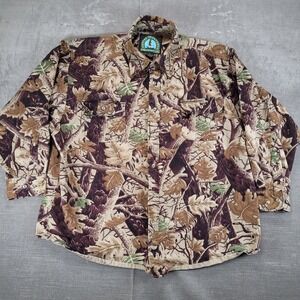 Master Sportsman Camo Long Sleeve Button Up Shirt Men's XXL Rugged Heavy Cotton